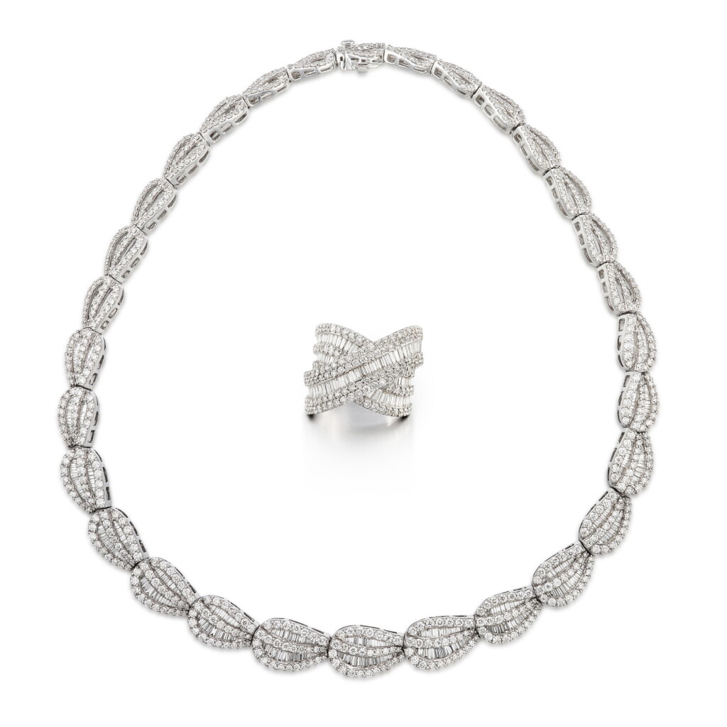 View full screen - View 1 of Lot 529. Diamond Necklace and Ring | 鑽石 項鏈 及 戒指.