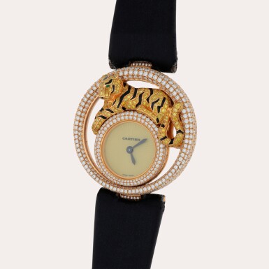 View full screen - View 1 of Lot 43. Le Cirque Animalier ‘Tiger’, Reference 3062K | A limited edition yellow gold, diamond and emerald-set wristwatch | Circa 2010.