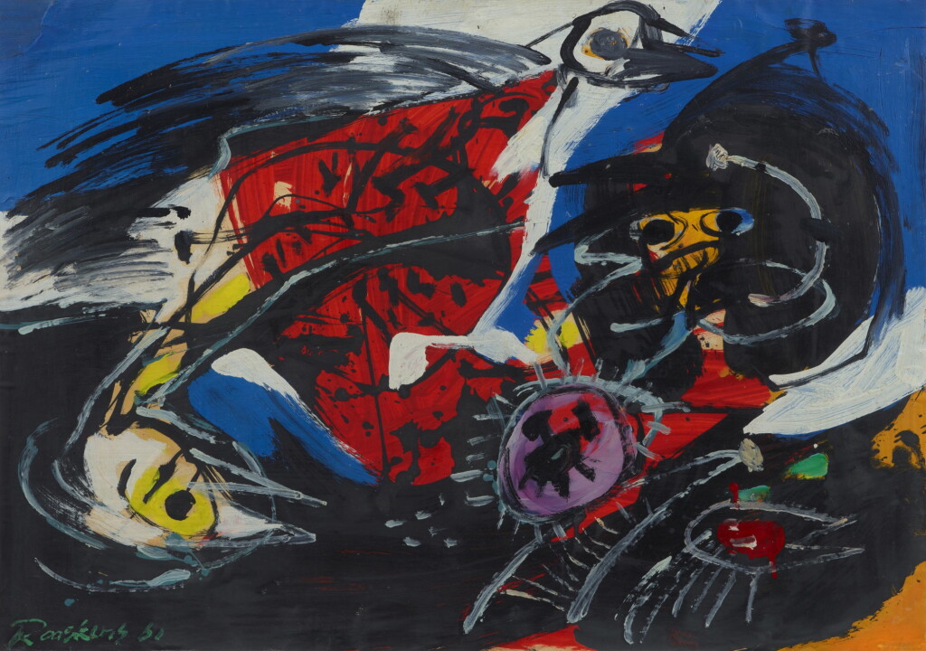 View full screen - View 1 of Lot 127. Composition with Birds and Figure .