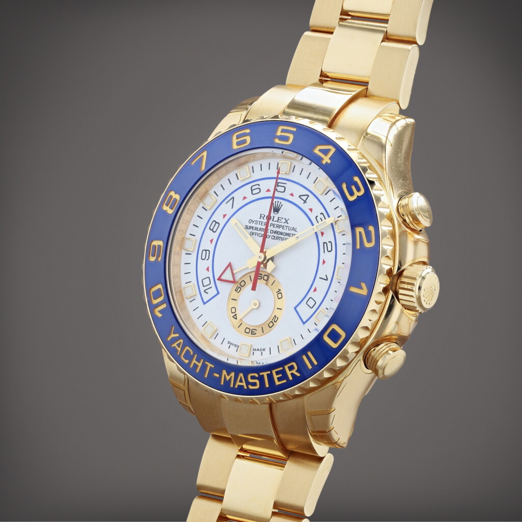 Voir en plein écran - Voir 1 du lot 46. Yacht-Master II, reference 116688 A yellow gold regatta chronograph wristwatch with bracelet Circa 2007.