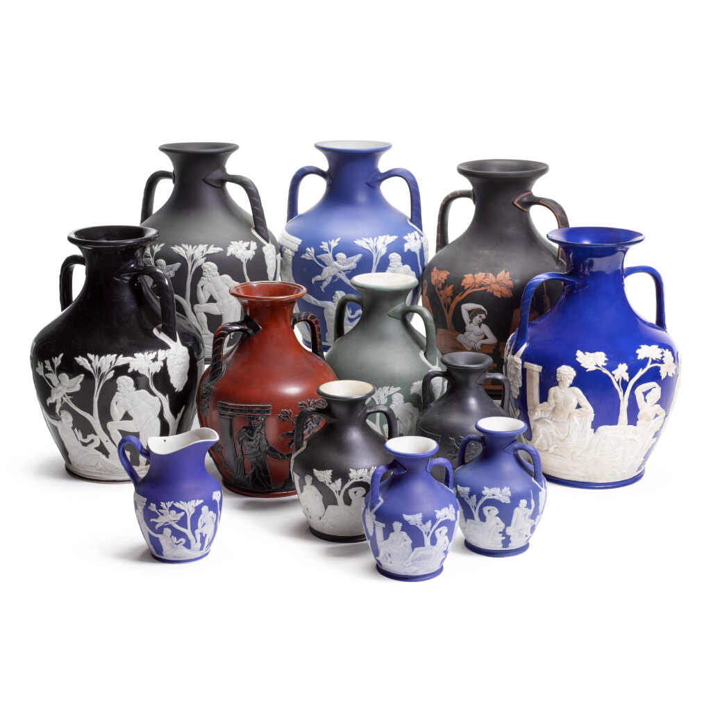 View full screen - View 1 of Lot 1. A collection of various Wedgwood and other copies of the Portland vase, various dates, 19th century.