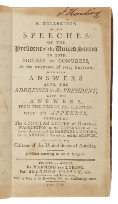 View full screen - View 1 of Lot 79. Washington, George | Includes Washington's celebrated exchange with the Jewish congregation at Newport.