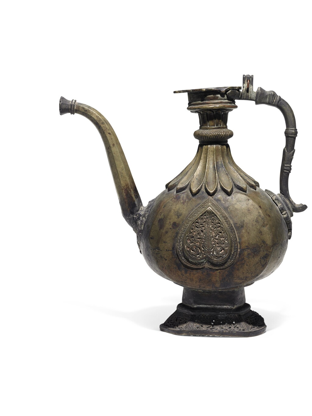 View full screen - View 1 of Lot 170. A DECCANI CAST BRASS EWER, INDIA, 17TH CENTURY OR LATER.