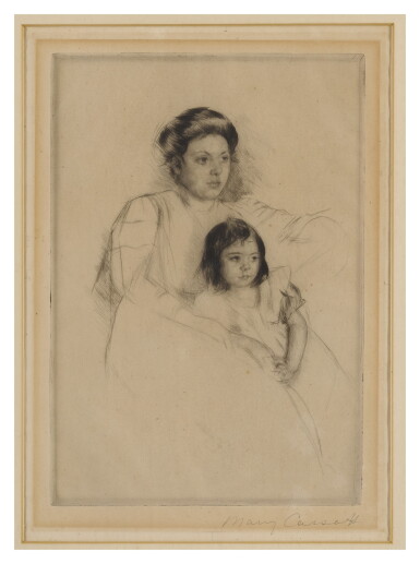 View full screen - View 1 of Lot 128. MARY CASSATT | MARGOT LEANING AGAINST HER MOTHER (B. 175).