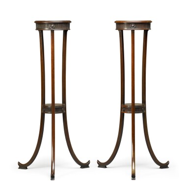View full screen - View 1 of Lot 85. A pair of George III mahogany torchères, circa 1770.