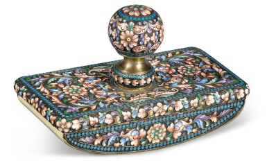 View full screen - View 1 of Lot 173. A silver and cloisonné enamel blotter, Moscow, 1904-1908.