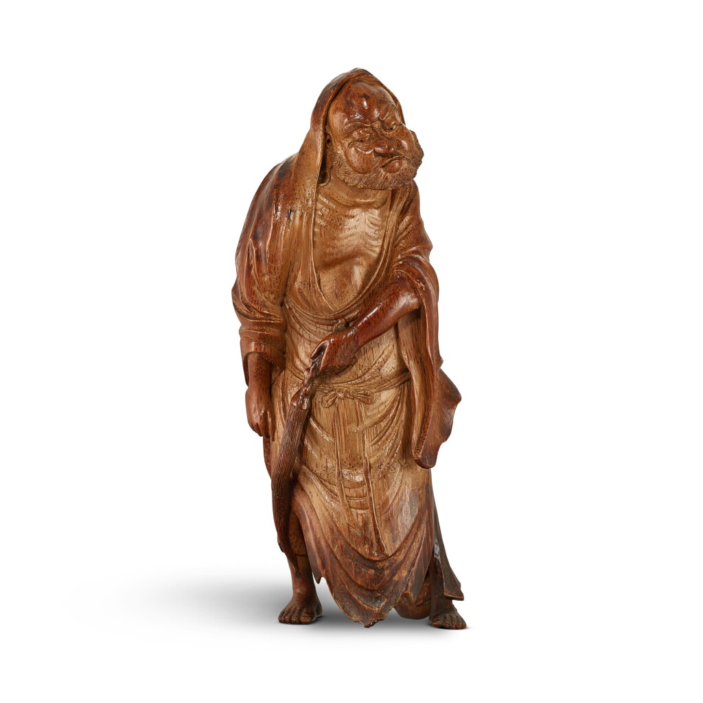 View full screen - View 1 of Lot 526. A bamboo figure of Bodhidharma, Qing dynasty, 18th century 清十八世紀 竹雕達摩立像.