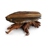 Native Jasper Tabletop with Bristlecone Pine Base
