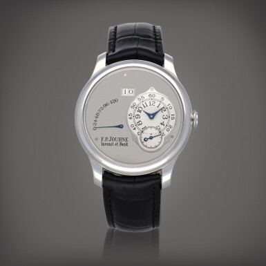 View full screen - View 1 of Lot 68. Octa Réserve de Marche A platinum wristwatch with digital date display and power reserve indication Circa 2006 | F.P. Journe | Octa Réserve de Marche 鉑金腕錶備數字日期及動力儲存顯示,製作年份約 2006.