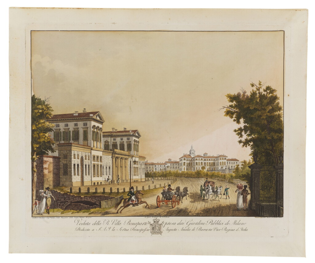 View full screen - View 1 of Lot 283. Galliari, G. B. Bosio, F. Bellemo. 2 (di 12) tavole incise acquerellate, Milano, 1807-1810.