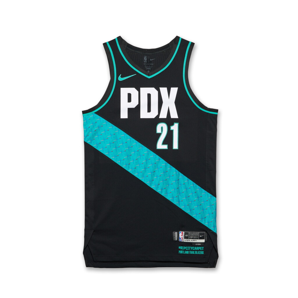 View full screen - View 1 of Lot 50. Rayan Rupert Portland Trail Blazers 2025-2026 Game Worn City Edition Jersey.