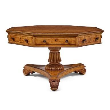 View full screen - View 1 of Lot 154. A Regency Kingwood Inlaid Satinwood Octagonal Centre Table, Circa 1810.