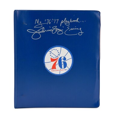 View full screen - View 1 of Lot 141. Julius Erving Philadelphia 76ers 1976-1977 Signed and Inscribed Playbook.