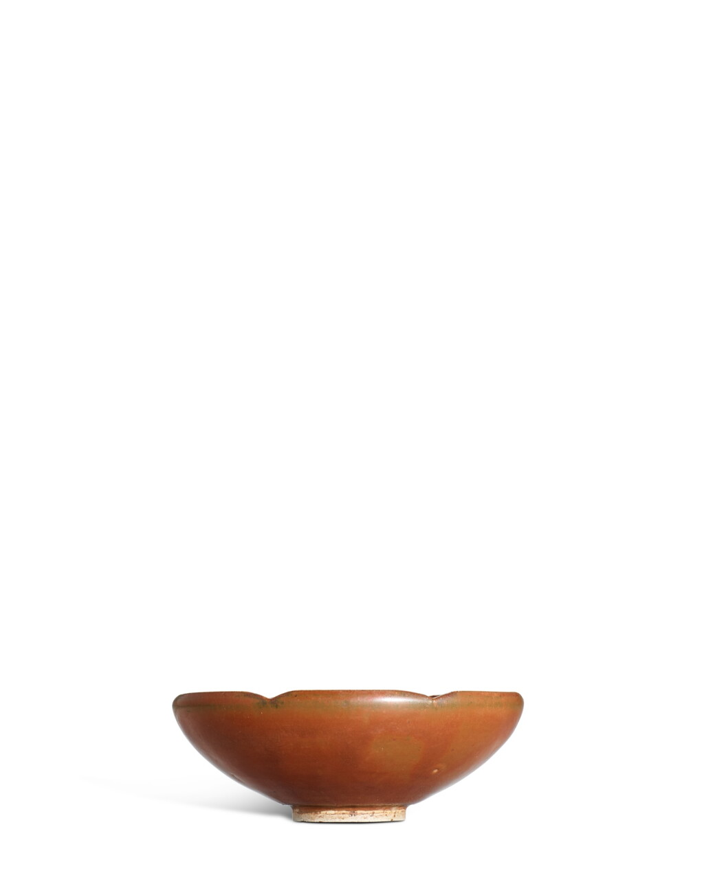 View full screen - View 1 of Lot 3694. A small Yaozhou persimmon-glazed hexalobed bowl, Song dynasty | 宋 定窰醬釉六瓣花式盞.