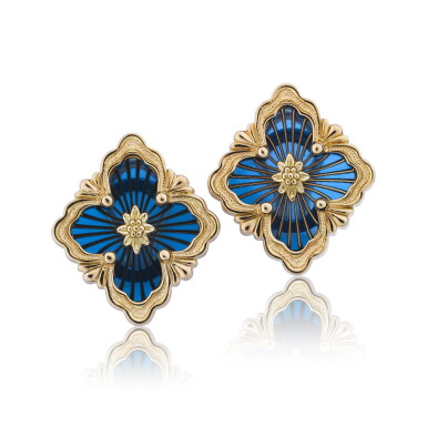 View full screen - View 1 of Lot 169. Buccellati | Demi-parure émail et or, "Opera Tulle" | Enamel and gold demi-parure, 'Opera Tulle'.