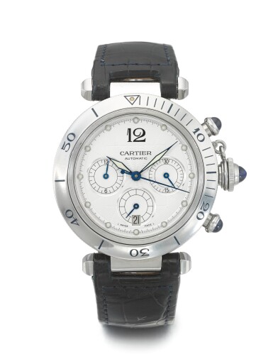 View full screen - View 1 of Lot 59. CARTIER | REF 2113 PASHA, A STAINLESS STEEL AUTOMATIC CHRONOGRAPH WRISTWATCH WITH DATE CIRCA 2000.