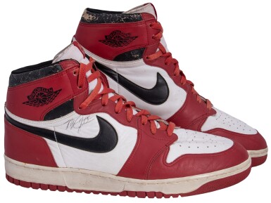 View full screen - View 1 of Lot 3. 1985-86 Michael Jordan Game Used & Signed Air Jordan Dunk Sole Sneakers -1st Pair Ever Offered for Public Sale (JSA).