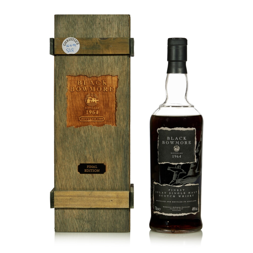 View full screen - View 1 of Lot 57. Bowmore Black Final Edition 49.0 abv 1964 (1 BT 70cl).