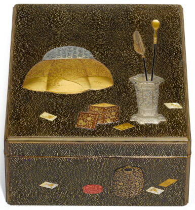 View full screen - View 1 of Lot 56. AN UNUSUAL GOLD LACQUER BOX WITH INTERIOR TRAY, MEIJI PERIOD, LATE 19TH CENTURY.