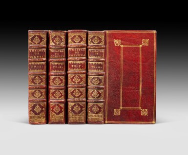 View full screen - View 1 of Lot 27. Théâtre. Paris, Guillaume de Luynes, 1682. 4 vol. in-12. Bel exemplaire en maroquin rouge de l'époque.