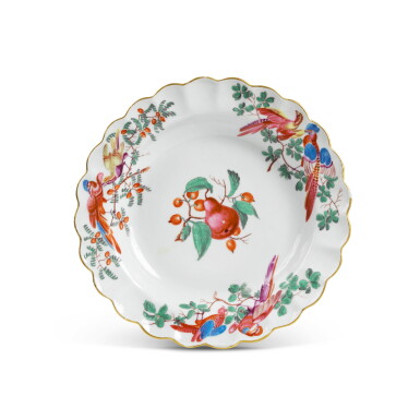 View full screen - View 1 of Lot 259. Three Worcester Scalloped Dessert Plates, Circa 1765-70.