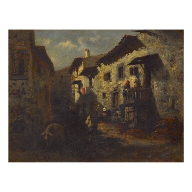 View full screen - View 1 of Lot 87. ATTRIBUTED TO ALEXANDRE-GABRIEL DECAMPS | A VILLAGE STREET.