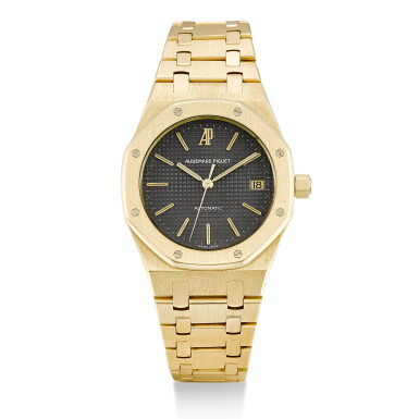 View full screen - View 1 of Lot 144. AUDEMARS PIGUET | ROYAL OAK, REFERENCE 14700BA, A YELLOW GOLD WRISTWATCH WITH DATE AND BRACELET, CIRCA 1991.