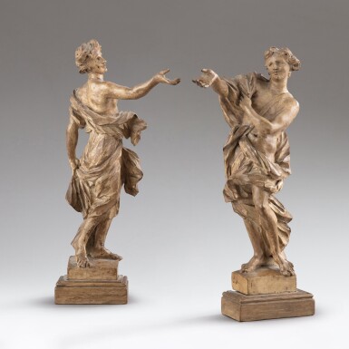 View full screen - View 1 of Lot 134. A pair of male Allegorical Figures | Paire de figures allégoriques masculines.