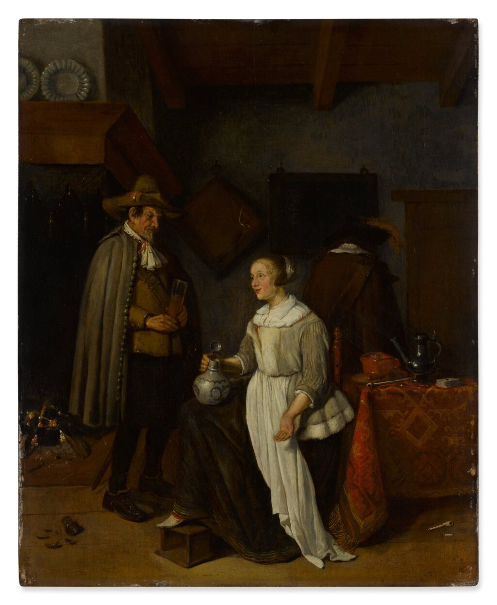 View full screen - View 1 of Lot 53. Soldier drinking with a young woman in an inn.