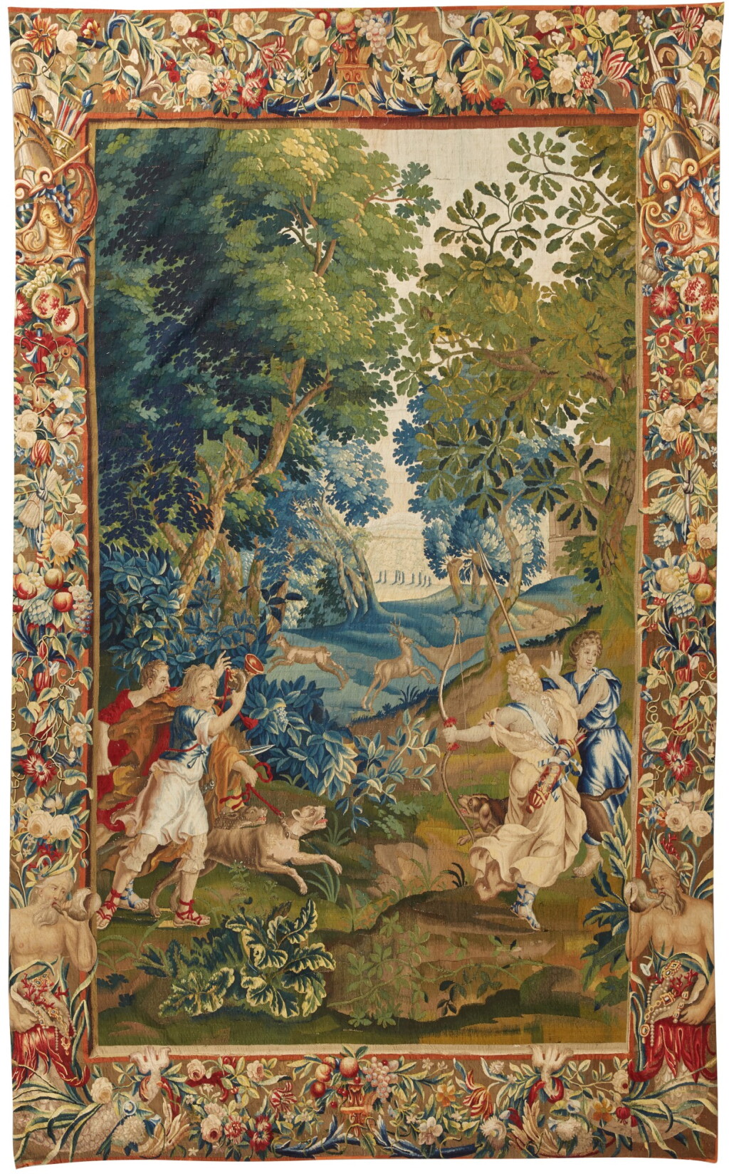 View full screen - View 1 of Lot 91. A Flemish mythological tapestry, Brussels or Antwerp workshop, circa 1700-1720, possibly from the Story of Diana, after designs by Louis van Schoor and Pieter Spierinckx.
