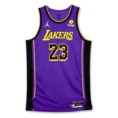 View full screen - View 1 of Lot 15. LeBron James Los Angeles Lakers 2023-2024 Game Worn Jersey | Matched to 4 Games | Double-Double.