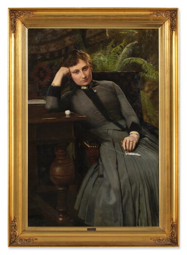 View full screen - View 1 of Lot 122. Portrait of the artist's wife, Ane Cathrine Elisabeth Achen, née Thiele (1857-1919).