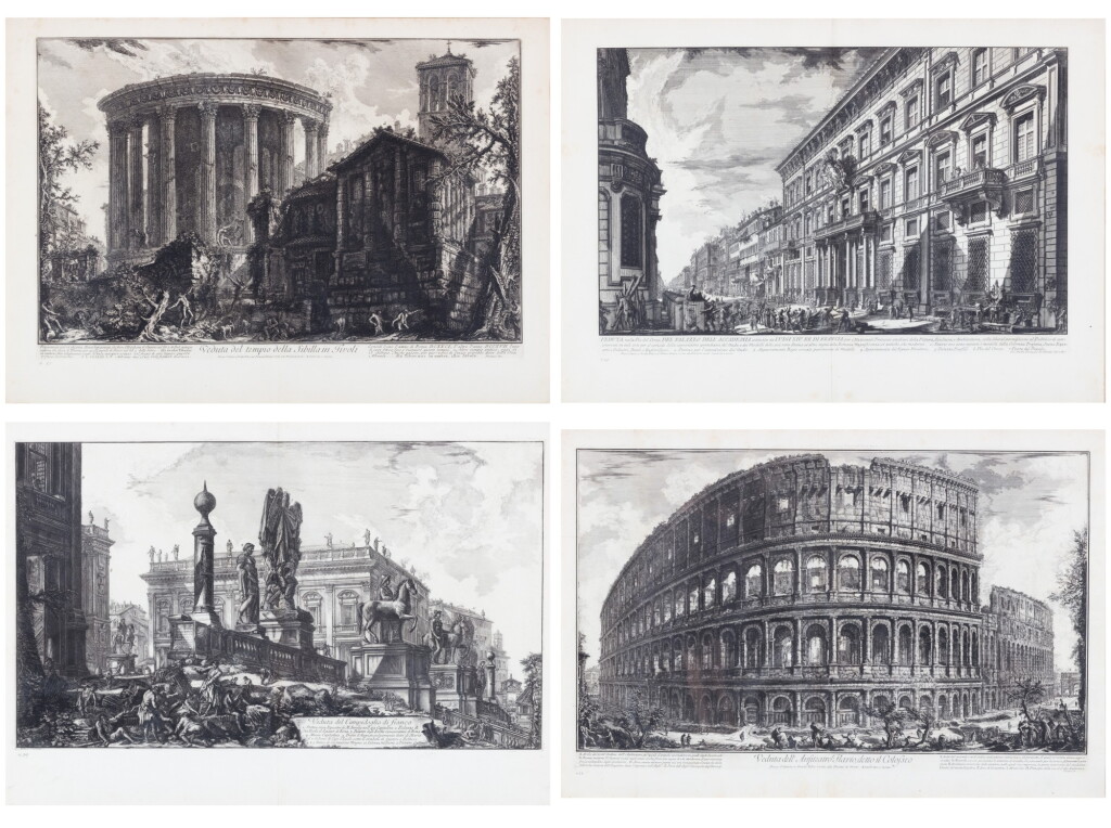 View full screen - View 1 of Lot 21. Four plates from Vedute di Roma (Hind 24, 39, 57, 61) | Quatre planches des Vedute di Roma (Hind 24, 39, 57, 61).
