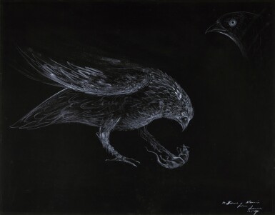 View full screen - View 1 of Lot 54. gouache on black paper.