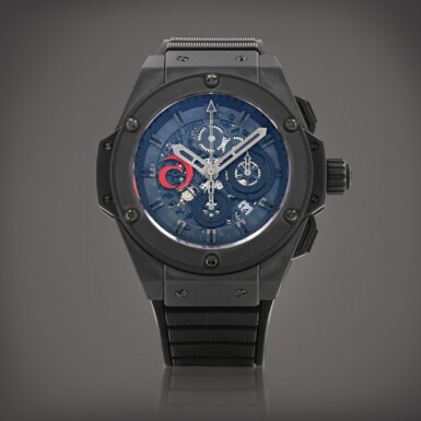 View full screen - View 1 of Lot 182. King Power Alinghi, limited edition, reference 710.CI.0110.RX.AG110 Montre bracelet en céramique avec chronographe et date | Ceramic chronograph wristwatch with date Vers 2010 | Circa 2010.