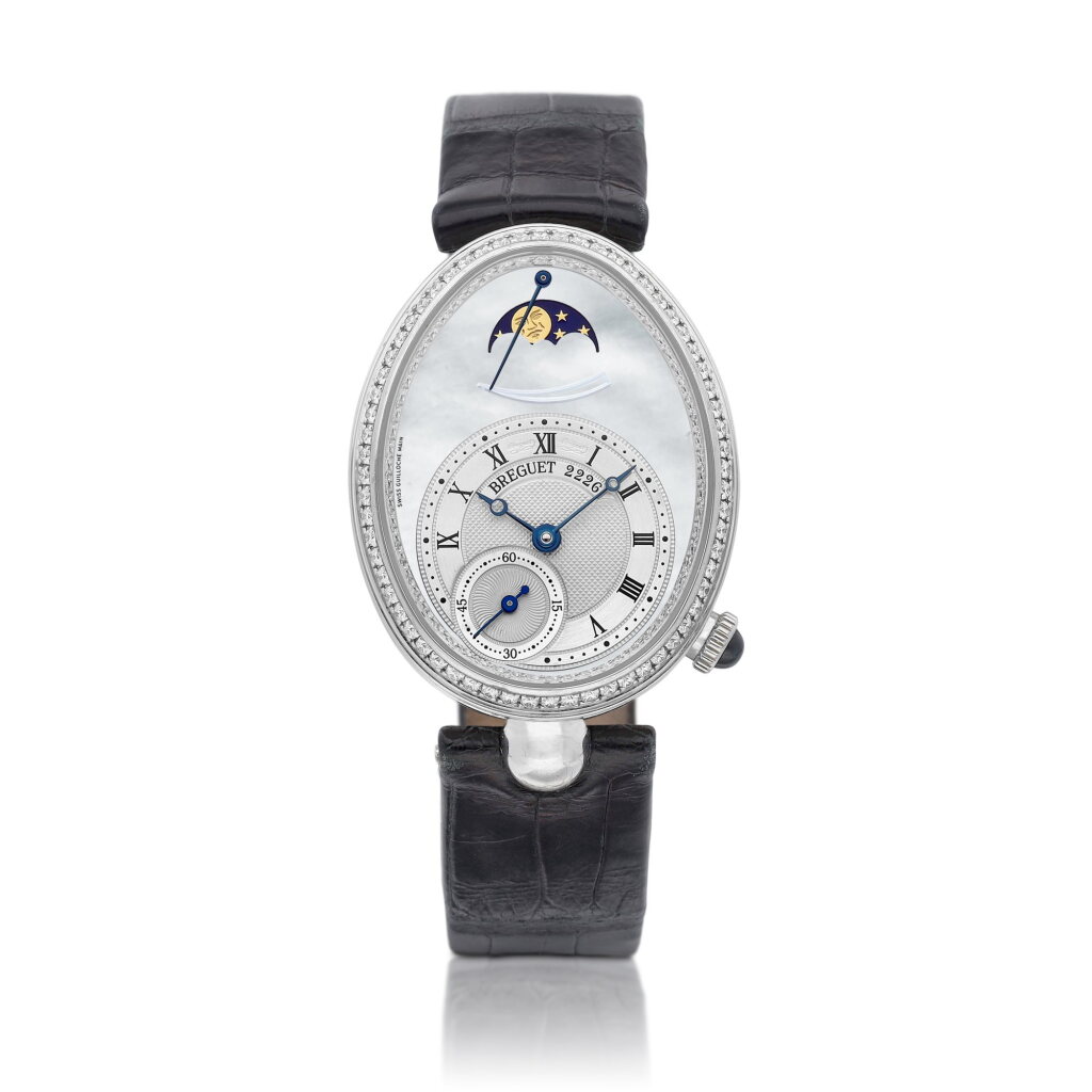 View full screen - View 1 of Lot 8081. Reine de Naples, Reference 8908 | A white gold and diamond-set wristwatch with moon phases, power reserve indication and mother-of-pearl dial, Circa 2017 | 寶璣 | Reine de Naples 型號8908 | 白金鑲鑽石腕錶,備月相、動力儲備顯示及珠母貝錶盤,約2017年製.