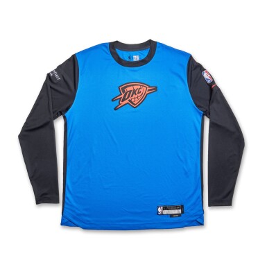 View full screen - View 1 of Lot 71. Ajay Mitchell Oklahoma City Thunder 2025 Western Conference Semifinals Game Issued City Edition Warmup Set | Game 1 | Probable Wear | NBA Champion.