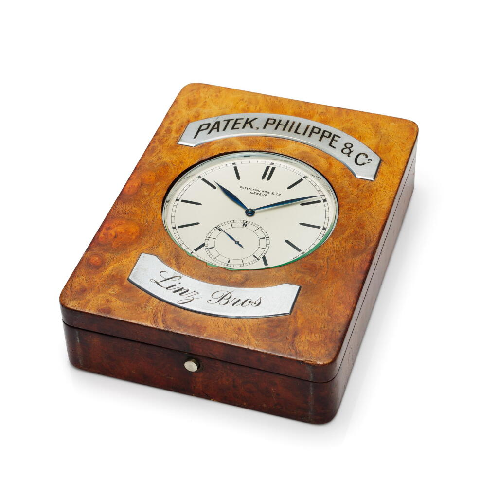 View full screen - View 1 of Lot 271. Retailed by Linz Brothers: A large chromium plated gilt brass show clock with hacking seconds, Made in 1927.