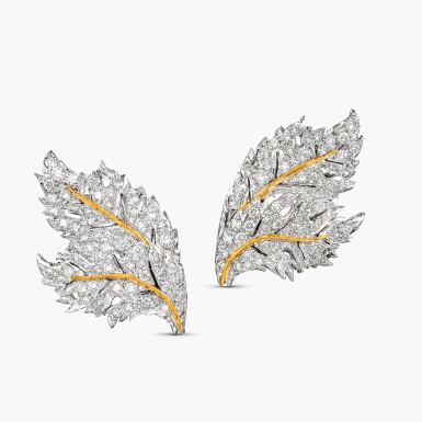 View full screen - View 1 of Lot 1202. Pair of Diamond Earclips | 布契拉提 | 鑽石 耳夾一對.