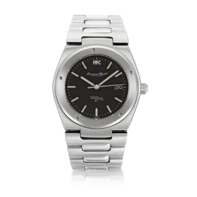 View full screen - View 1 of Lot 455. IWC | 'JUMBO' INGENIEUR SL, REF 1832 STAINLESS STEEL BRACELET WATCH WITH DATE CIRCA 1978.