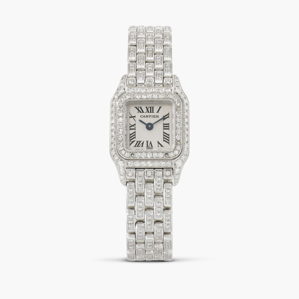 View full screen - View 1 of Lot 46. Mini Panthère de Cartier, Reference 2363 | A white gold and diamond-set wristwatch with bracelet | Circa 1997.