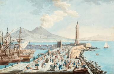 View full screen - View 1 of Lot 57. Xavier della Gatta | Costumes of Naples, 1822, album of watercolours, green morocco gilt.