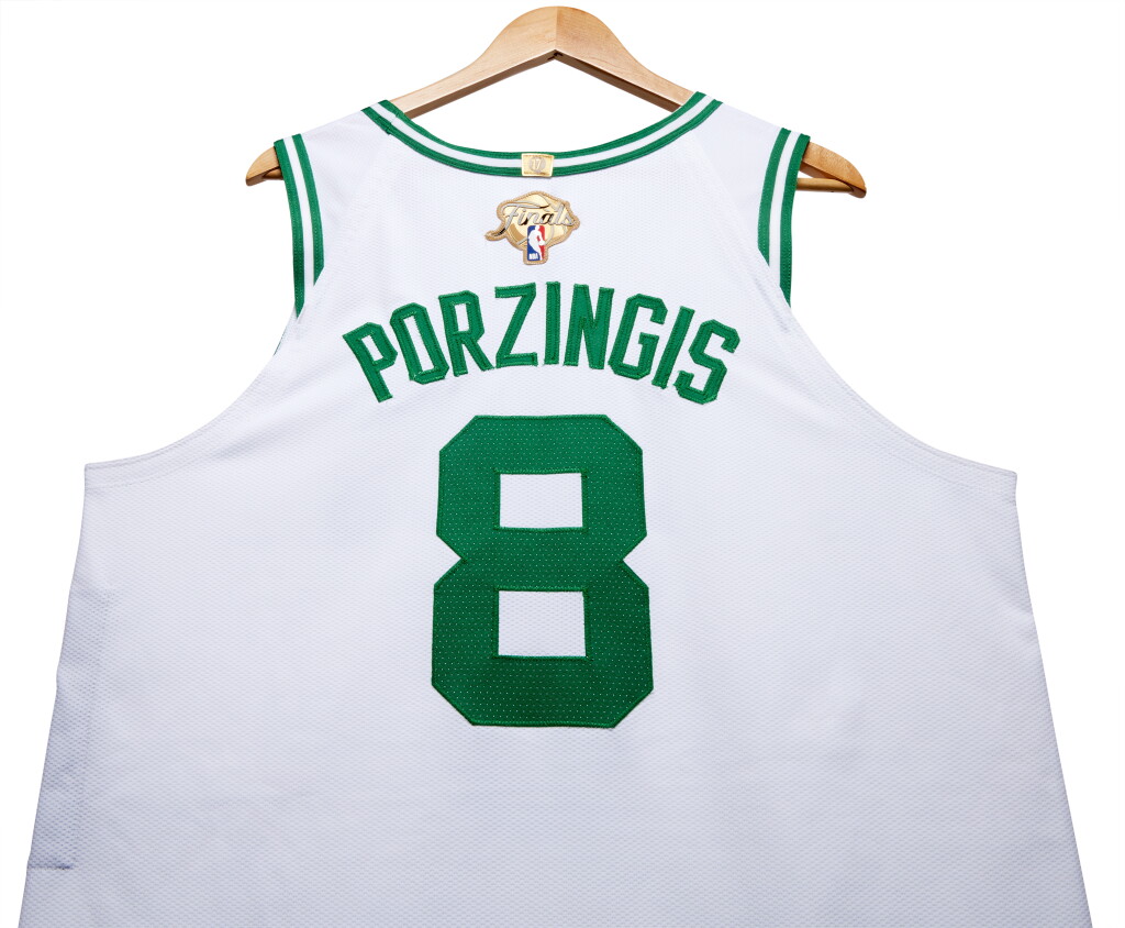 View full screen - View 1 of Lot 5. Kristaps Porziņģis 'NBA Finals Debut' Boston Celtics 2024 NBA Finals Game Worn Association Edition Jersey | Game 1 .