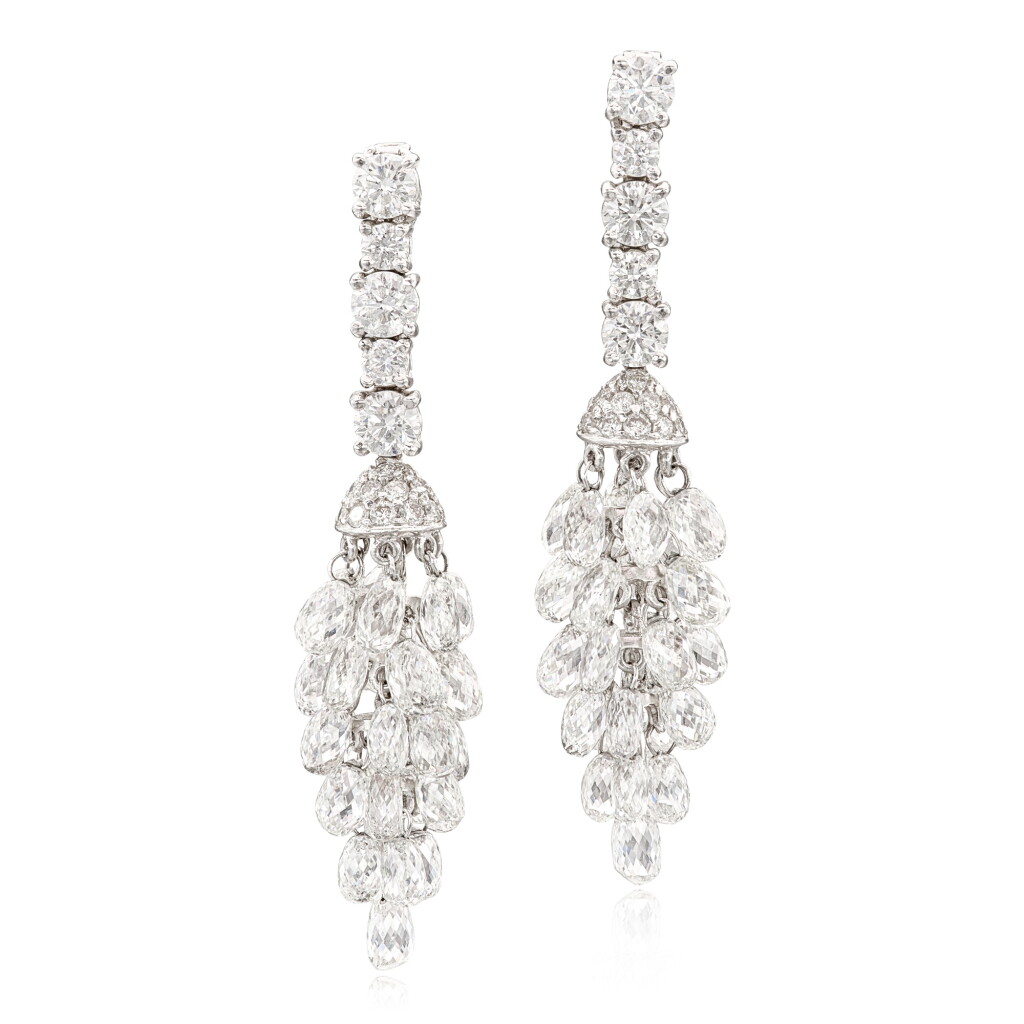 View full screen - View 1 of Lot 2007. Pair of Diamond Earrings | 鑽石 耳墜一對.