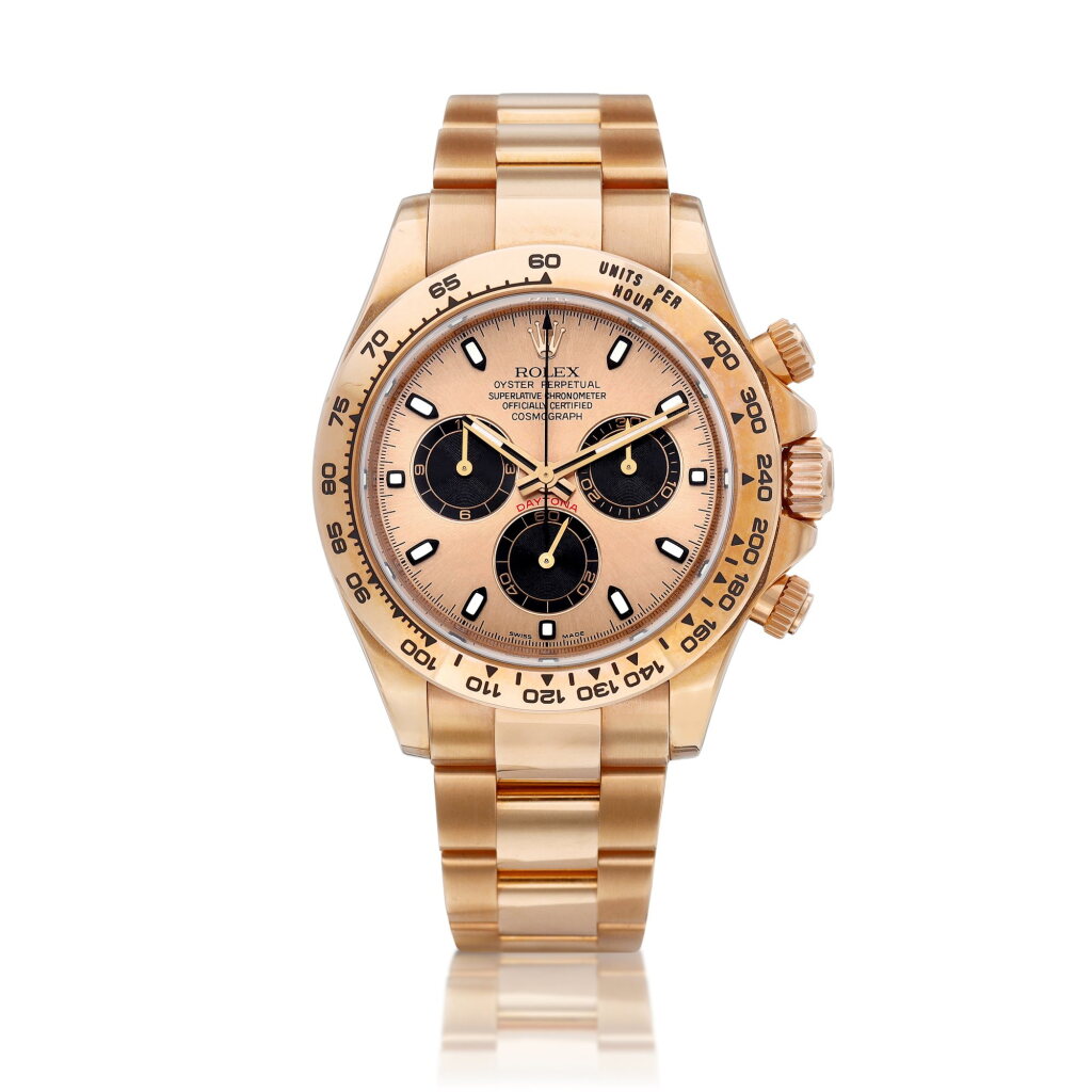 View full screen - View 1 of Lot 8033. Cosmograph Daytona, Reference 116505 | An Everose gold chronograph wristwatch with bracelet, Circa 2010 | 勞力士 | Cosmograph Daytona 型號116505 | 永恆玫瑰金計時鏈帶腕錶,約2010年製.