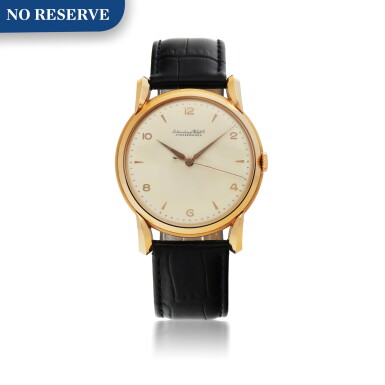 View full screen - View 1 of Lot 664. IWC | PINK GOLD WRISTWATCH WITH ARCHITECTURAL LUGS CIRCA 1948.