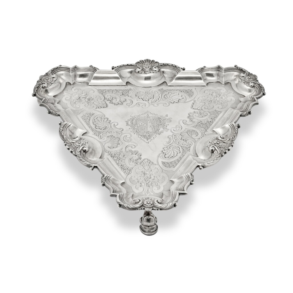 View full screen - View 1 of Lot 37. A George II Silver Triangular Kettle Stand, Charles Frederick Kandler I, London, Circa 1738.