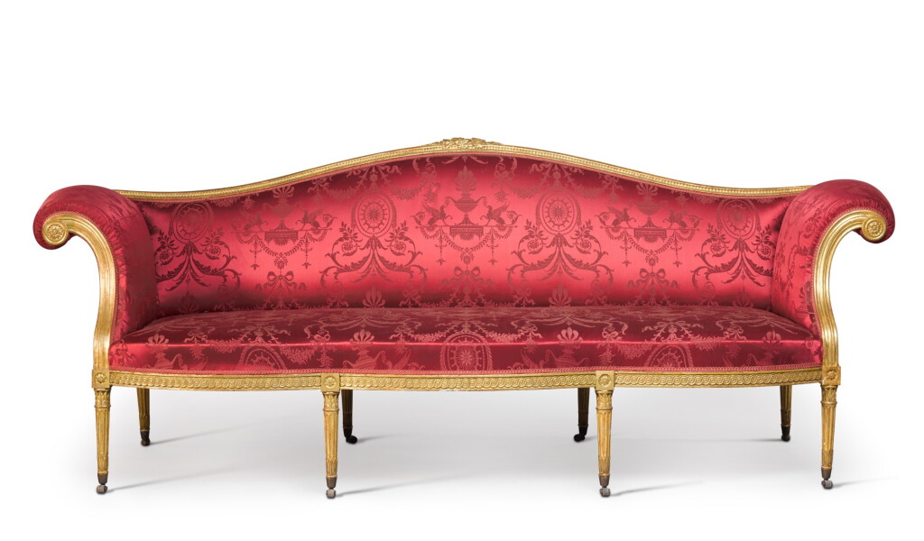 View full screen - View 1 of Lot 47. A George III giltwood sofa by B. Harmer, circa 1785.