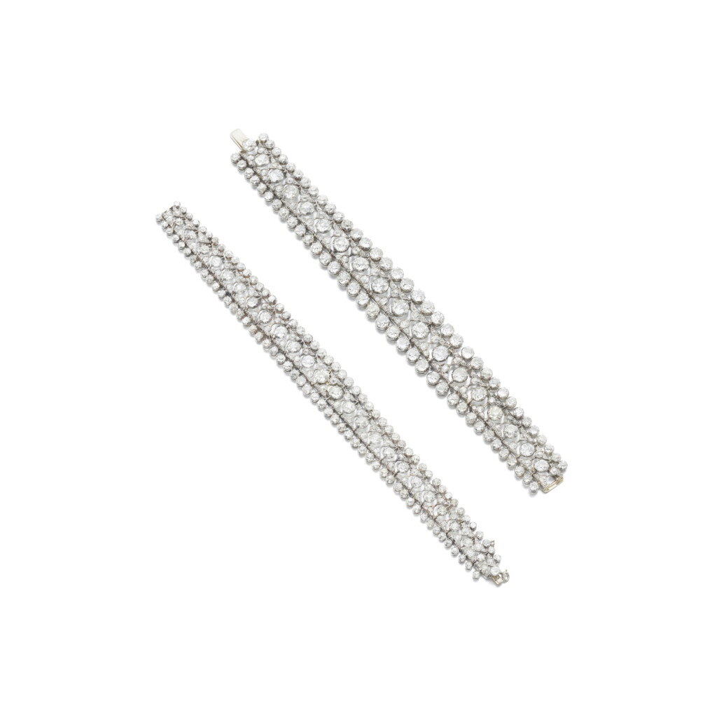 View full screen - View 1 of Lot 549. Diamond bracelet/choker combination, circa 1900.