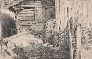 View full screen - View 1 of Lot 196. The Side of a Mountain Farmhouse.